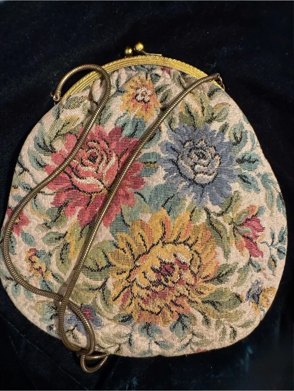 Vintage Delill 1950’s Western Germany Floral Tapestry Purse